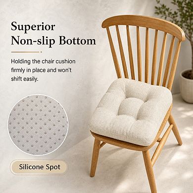 Tufted Chenille Dining Chair Cushions Non Slip Supportive Soft Seat Pads