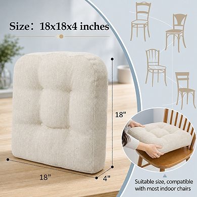 Tufted Chenille Dining Chair Cushions Non Slip Supportive Soft Seat Pads