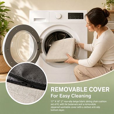 Non Slip Indoor Dining Chair Cushions With Ties Removable Cover Foam Support