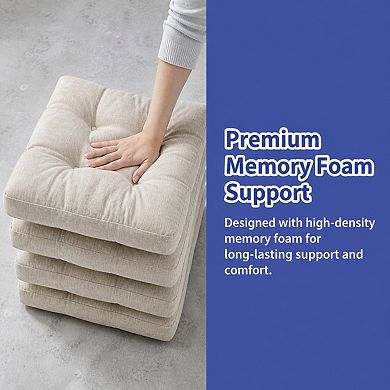 Memory Foam Dining Chair Cushions Non Slip Adjustable Height Removable Washable
