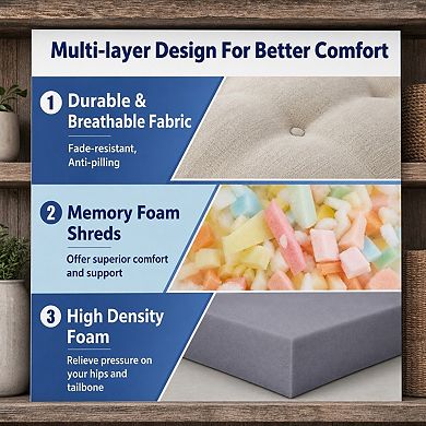 Memory Foam Dining Chair Cushions Non Slip Adjustable Height Removable Washable