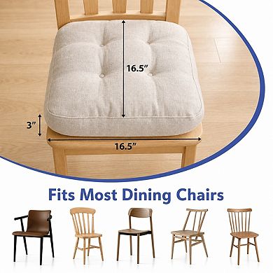 Tufted Memory Foam Dining Chair Cushions Non Slip Adjustable Ties Removable Washable Covers
