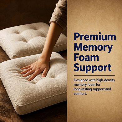 Tufted Memory Foam Dining Chair Cushions Non Slip Adjustable Ties Removable Washable Covers