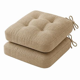 Tufted Memory Foam Dining Chair Cushions Non Slip Adjustable Ties Removable Washable Covers