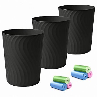 3 Pack 1.8 Gallon Slim Plastic Trash Can For Bathroom Kitchen Office Dorm Bedroom