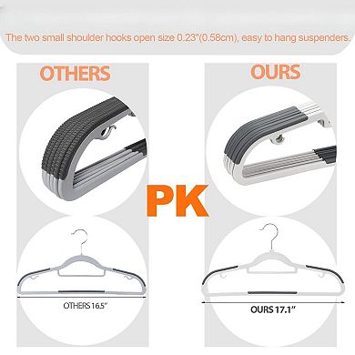 30 Pack Slim Non Slip Plastic Hangers Heavy Duty Space Saving Multifunctional