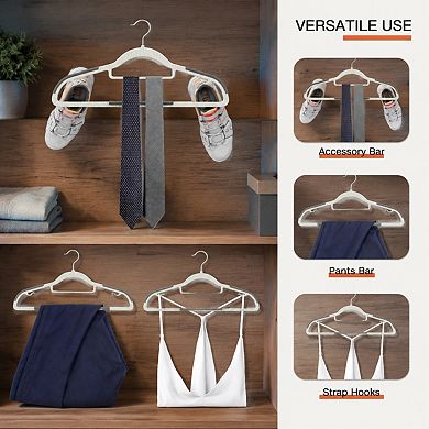 60 Pack Heavy Duty Plastic Hangers Non Slip Rubber Pads 360 Hook Space Saving Closet Organizer