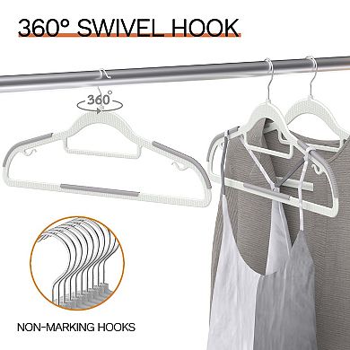 60 Pack Heavy Duty Plastic Hangers Non Slip Rubber Pads 360 Hook Space Saving Closet Organizer