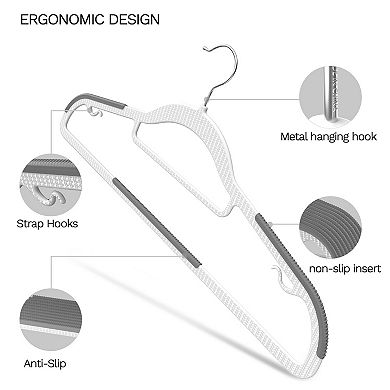 60 Pack Heavy Duty Plastic Hangers Non Slip Rubber Pads 360 Hook Space Saving Closet Organizer