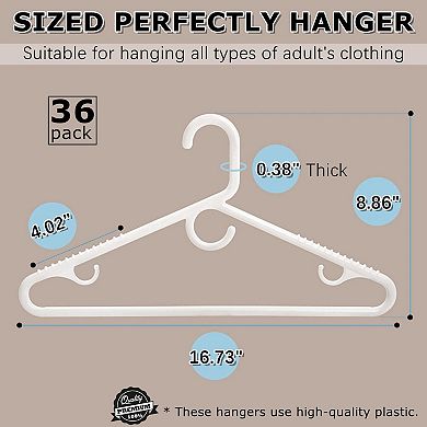 36 Pack Heavy Duty Plastic Hangers Non Slip Closet Organization Multipurpose