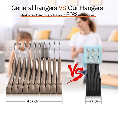 60 Pack Slim Space Saving Flocked Clothes Hangers Non Slip 360 Rotating Hook Heavy Duty