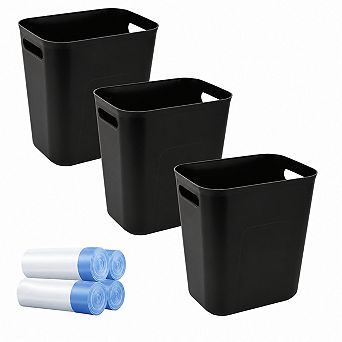 3.5 Gallon Plastic Trash Can 3 Pack With Trash Bags For Home Office Dorm