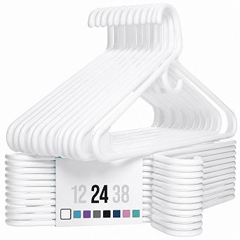Heavy Duty Thick Plastic Clothes Hangers 24 Pack For Coats Jackets