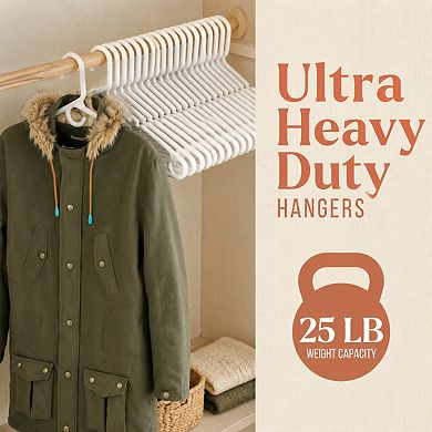 Heavy Duty Thick Plastic Clothes Hangers 24 Pack For Coats Jackets