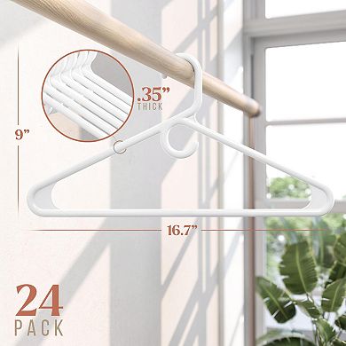 Heavy Duty Thick Plastic Clothes Hangers 24 Pack For Coats Jackets