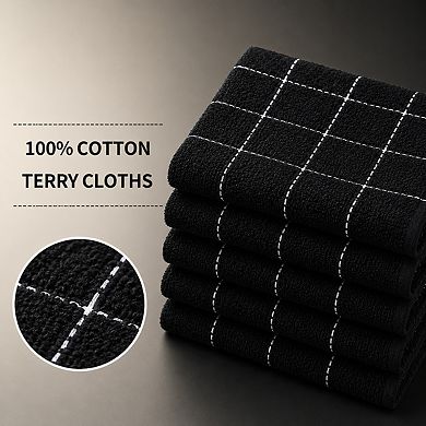 100% Cotton Super Absorbent Checkered Kitchen Towels 5 Pack Soft Absorbent Quick Dry