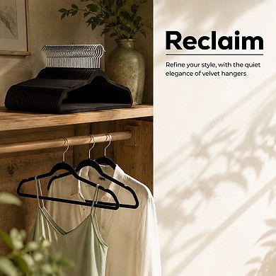 100 Pack Velvet Non Slip Slim Clothes Hangers Heavy Duty 360 Swivel Hook Space Saving