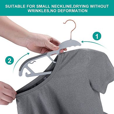 50 Pack Slim S Shaped Plastic Hangers Non Slip Grips Space Saving Gray