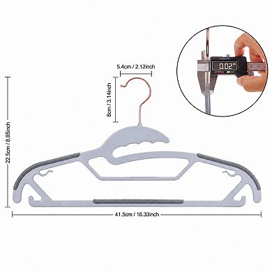 50 Pack Slim S Shaped Plastic Hangers Non Slip Grips Space Saving Gray
