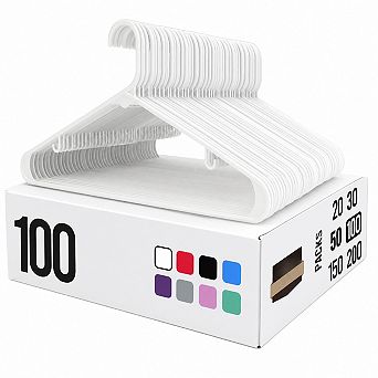 100 Pack Plastic Clothes Hangers Space Saving Durable Closet Organizers With Hooks