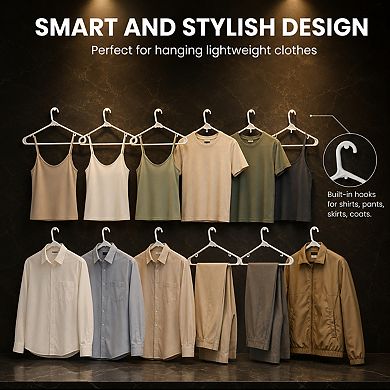 100 Pack Plastic Clothes Hangers Space Saving Durable Closet Organizers With Hooks