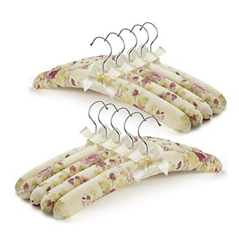 10 Pack Padded Non Slip Satin Wood Coat Hangers For Delicate Clothes