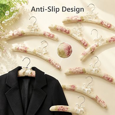 10 Pack Padded Non Slip Satin Wood Coat Hangers For Delicate Clothes