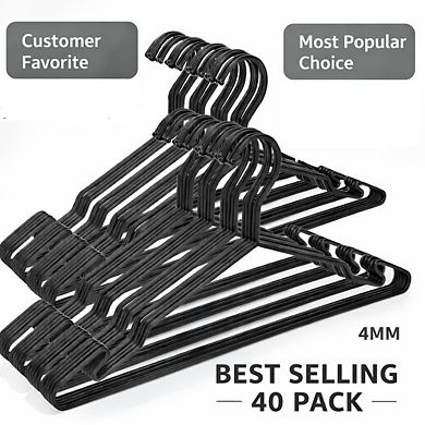 40 Pack Heavy Duty Metal Hangers 4mm Thick Sturdy Space Saving Multi Purpose