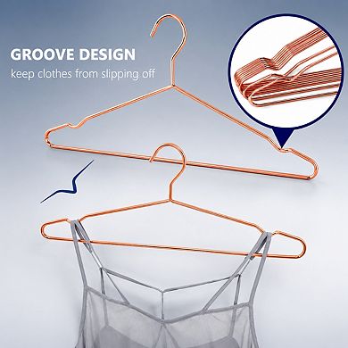 30 Pack 17 Inch Copper Metal Heavy Duty Space Saving Hangers