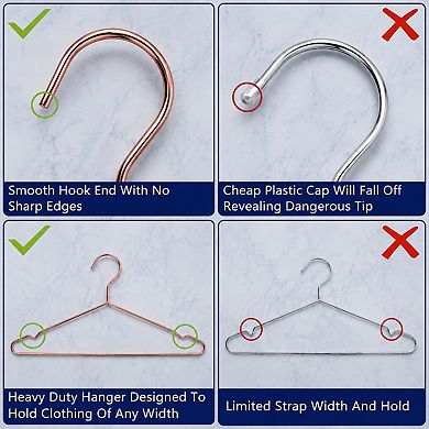 30 Pack 17 Inch Copper Metal Heavy Duty Space Saving Hangers