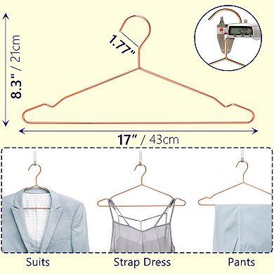 30 Pack 17 Inch Copper Metal Heavy Duty Space Saving Hangers