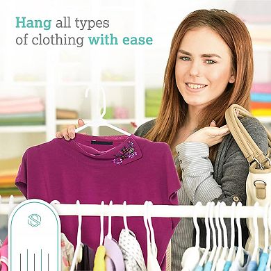 Space Saving Plastic Clothes Hangers 60 Pack For Shirts Dresses Coats