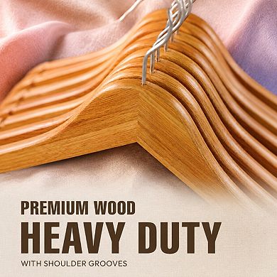 30 Pack Wooden Coat Hangers Durable Slim 360 Rotating Hook Closet Organizer