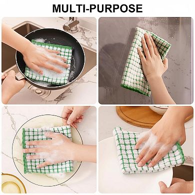 Cotton 8 Pack Terry Kitchen Dish Cloths 12x12 Inches Super Soft Absorbent Quick Drying Rags