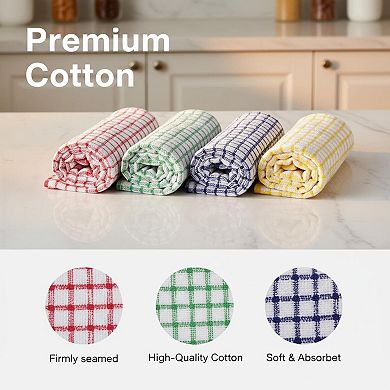 Cotton 8 Pack Terry Kitchen Dish Cloths 12x12 Inches Super Soft Absorbent Quick Drying Rags