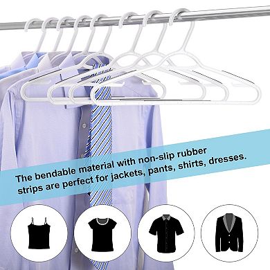 30 Pack Bendable Plastic Hangers Non Slip Slim Closet Space Saving Heavy Duty
