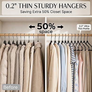 50 Pack Heavy Duty ABS Plastic Clothes Hangers 360 Swivel Hook Space Saving