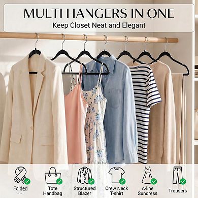 50 Pack Heavy Duty ABS Plastic Clothes Hangers 360 Swivel Hook Space Saving