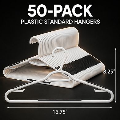 50 Pack Plastic Clothes Hangers With Non Slip Pads Space Saving Closet Organizer