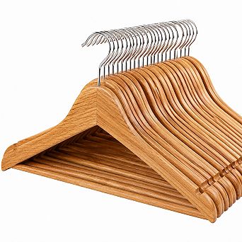 20 Pack Heavy Duty Wooden Coat Hangers 360 Rotating Hook Non Slip Shoulder Notches