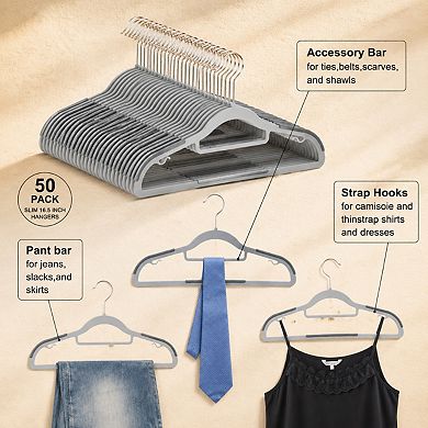 50 Pack Non Slip Plastic Hangers Slim Heavy Duty Space Saving