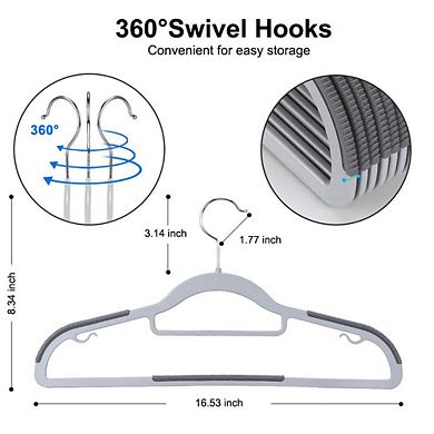 50 Pack Non Slip Plastic Hangers Slim Heavy Duty Space Saving
