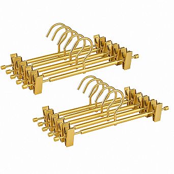 10 Pack Matte Aluminum Pants Hangers Adjustable Non Slip Clips Light Sturdy