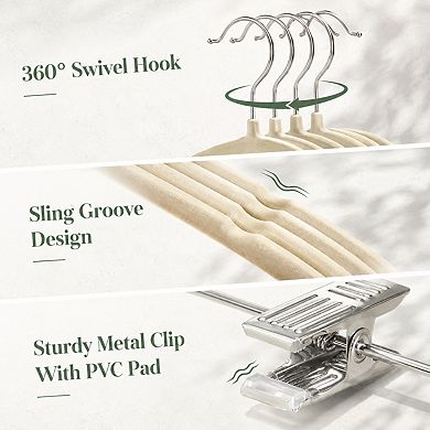 24 Pack Ultra Thin Non Slip Space Saving Clothes Hangers With Clips For Pants Skirts Jeans