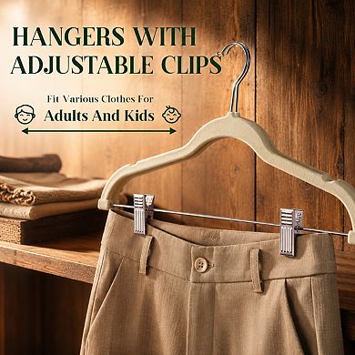 24 Pack Ultra Thin Non Slip Space Saving Clothes Hangers With Clips For Pants Skirts Jeans