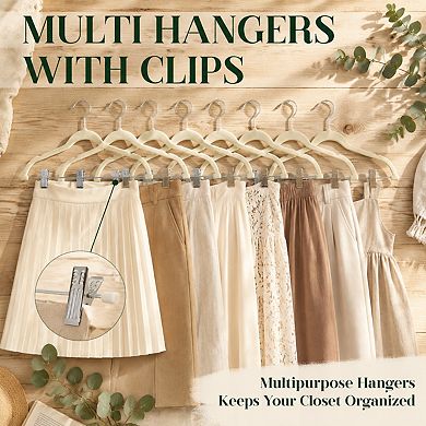 24 Pack Ultra Thin Non Slip Space Saving Clothes Hangers With Clips For Pants Skirts Jeans