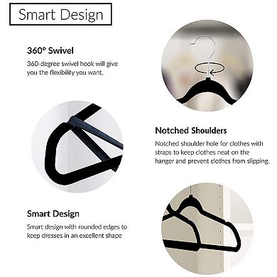 50 Pack Ultra Thin Plastic Clothes Hangers Non Slip Grooves Space Saving Closet Organizer