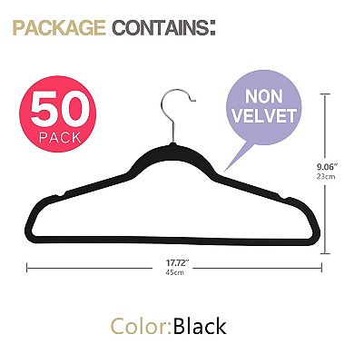 50 Pack Ultra Thin Plastic Clothes Hangers Non Slip Grooves Space Saving Closet Organizer