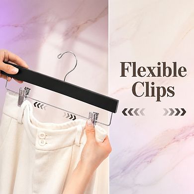 20 Pack Wooden Pants Hangers Adjustable Clips 360 Swivel Hook Space Saving