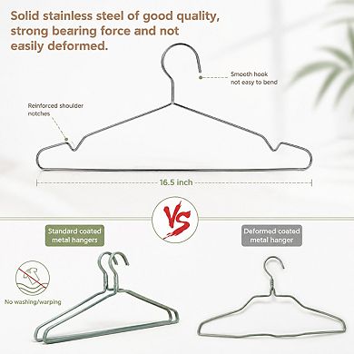50 Pack Stainless Steel Heavy Duty Ultra Thin Space Saving Coat Hangers